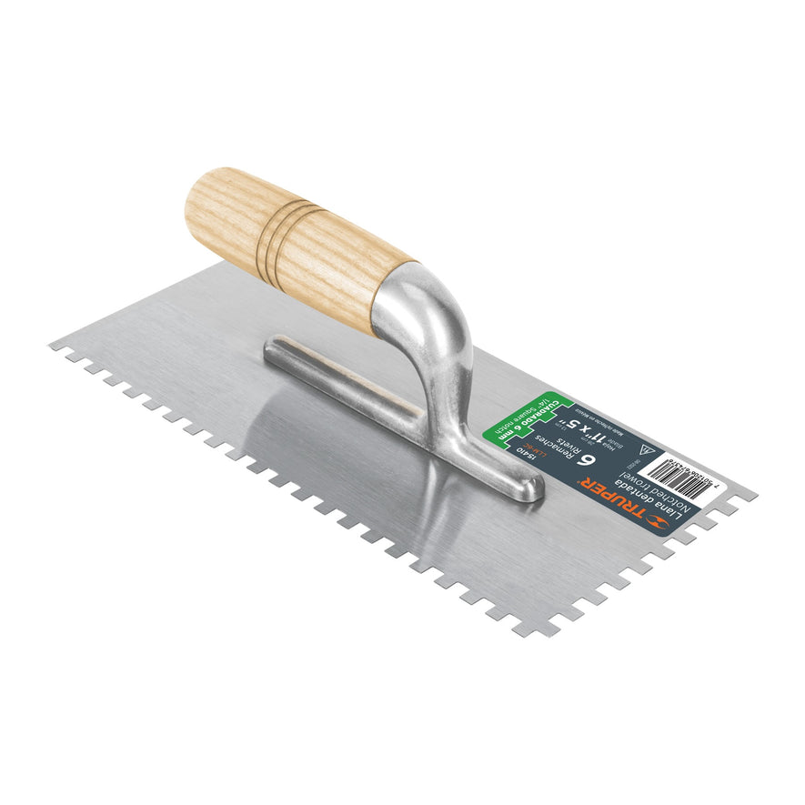 Llana 11' dentado cuadrado 1/4', 6 remaches, mgo madera Caja con 6, 15410