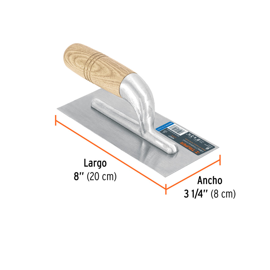 Llana mini 8' canto recto, 6 remaches, mgo madera, Truper Caja con 6, 103037