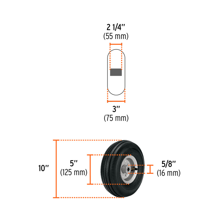 Rueda neumática 10' para eje central, Truper Caja con 2, 45904