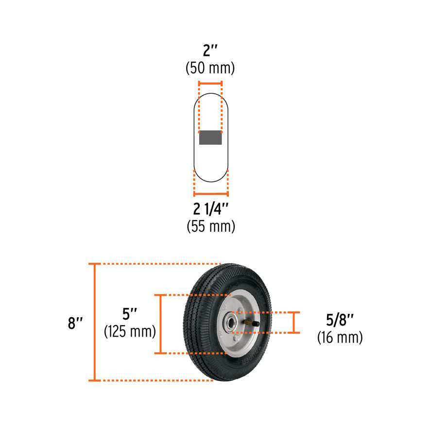 Rueda neumática 8' para eje lateral, Truper Caja con 2, 45901