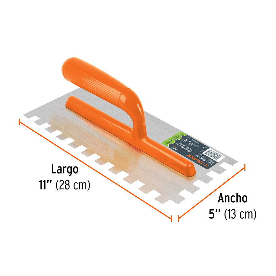 Llana 11' dentado cuadrado 1/2', 6 remaches, mgo plástico Caja con 6, 102702
