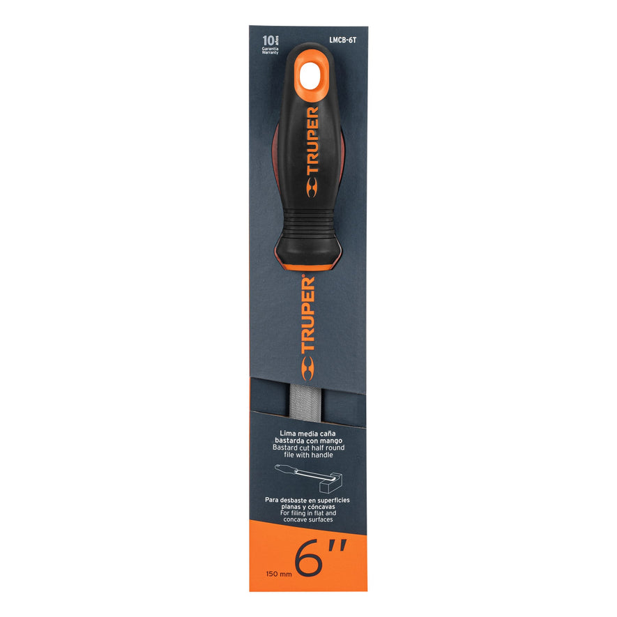 Lima media caña bastarda 6' mango doble inyección, Truper Caja con 6, 15317