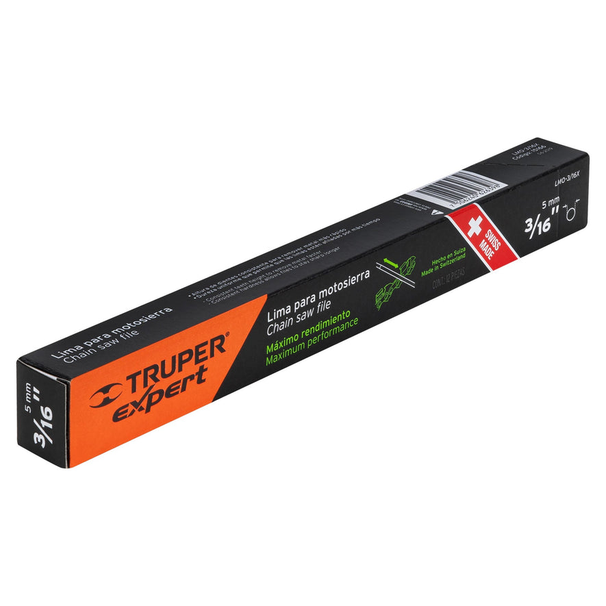 Lima profesional para motosierra, 3/16', Truper Expert Caja con 12, 15166