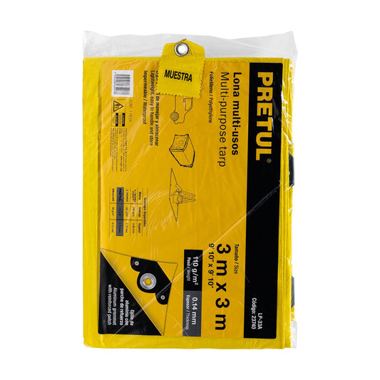 Lona 3 x 3 m, amarilla, Pretul Caja con 4, 23740