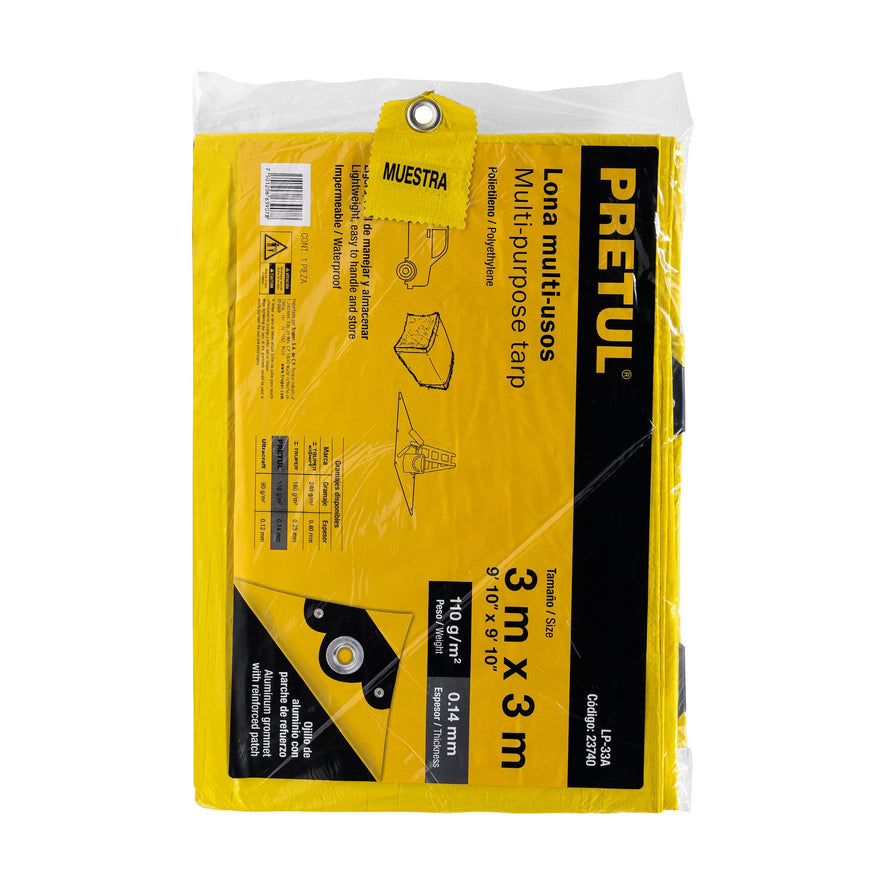 Lona 3 x 3 m, amarilla, Pretul Caja con 4, 23740