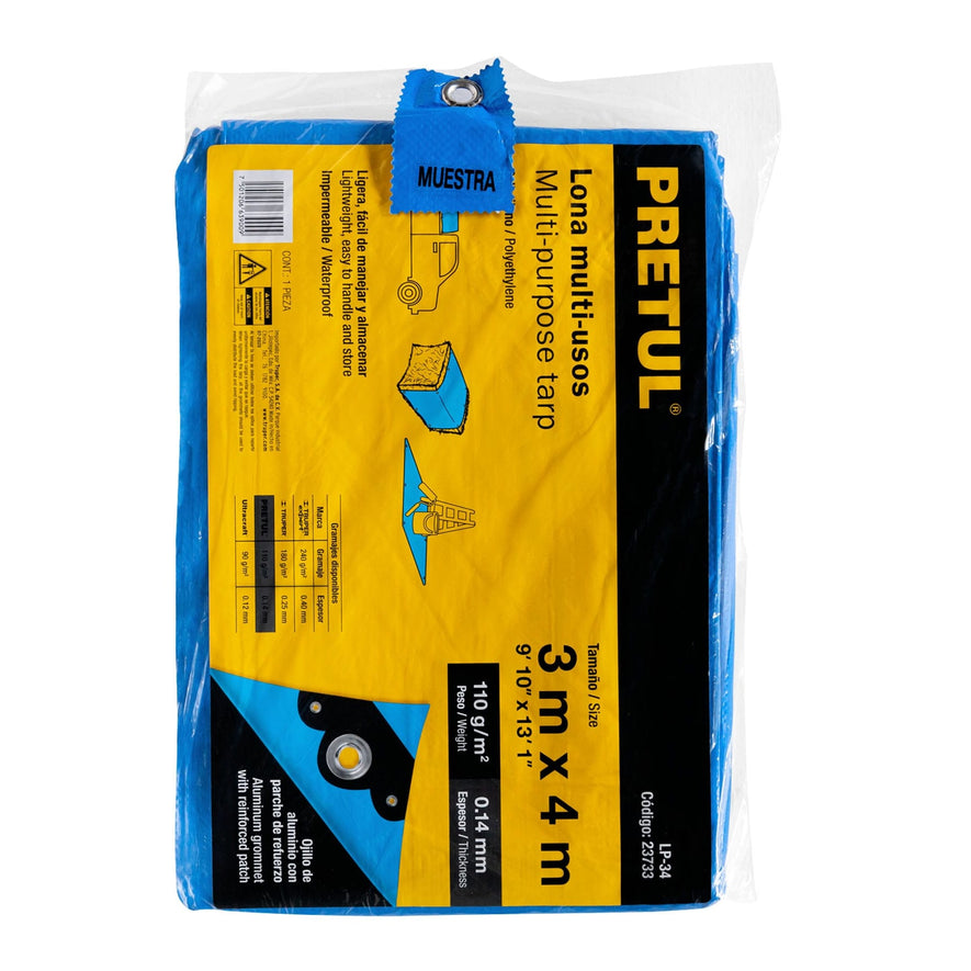 Lona 3 x 4 m, azul, Pretul Caja con 4, 23733