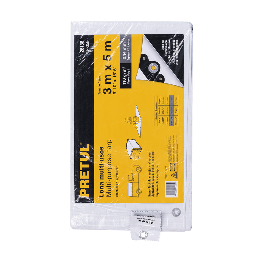 Lona 3 x 5 m, blanca, Pretul Caja con 4, 26136