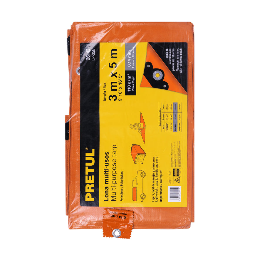 Lona 3 x 5 m, naranja, Pretul Caja con 4, 26142