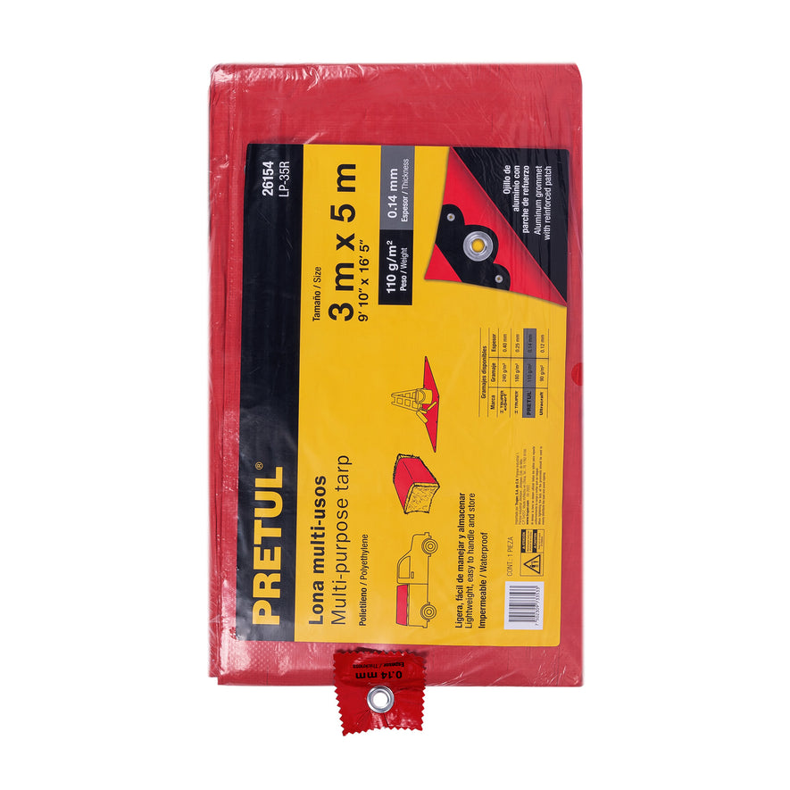 Lona 3 x 5 m, roja, Pretul Caja con 4, 26154