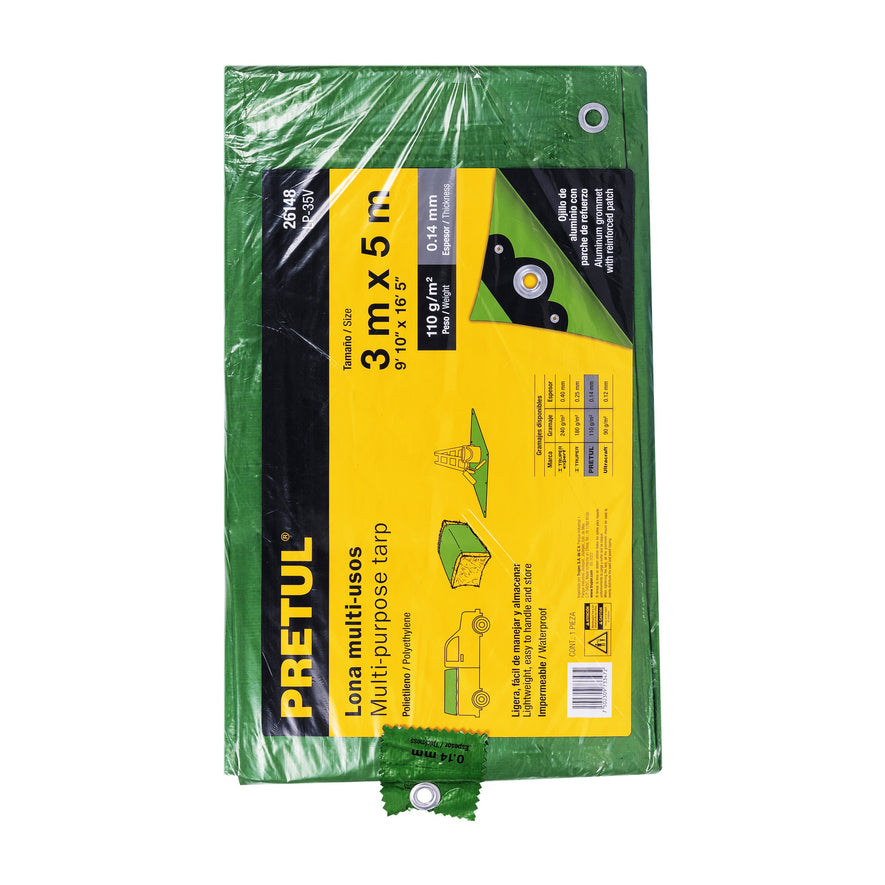 Lona 3 x 5 m, verde, Pretul Caja con 4, 26148