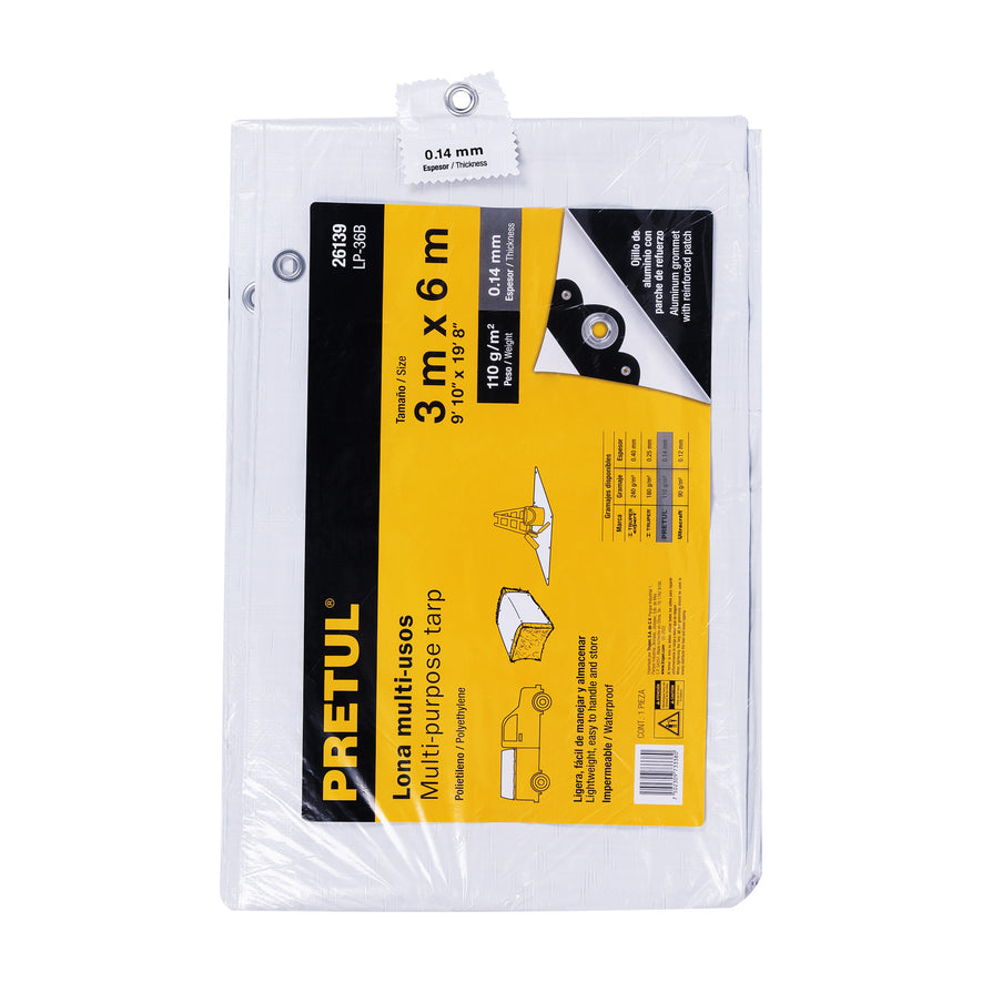 Lona 3 x 6 m, blanca, Pretul Caja con 4, 26139
