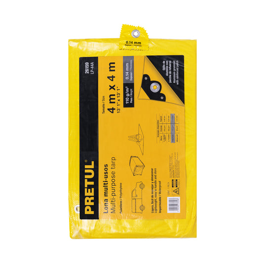 Lona 4 x 4 m, amarilla, Pretul Caja con 2, 26159