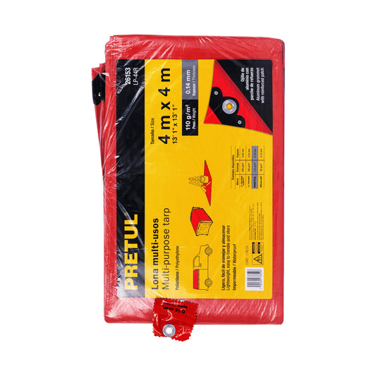 Lona 4 x 4 m, roja, Pretul Caja con 2, 26153