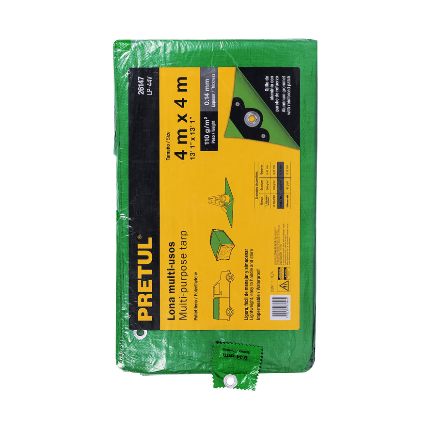 Lona 4 x 4 m, verde, Pretul Caja con 2, 26147