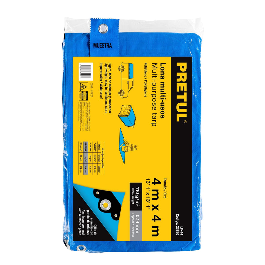 Lona 4 x 4 m, azul, Pretul Caja con 2, 23780