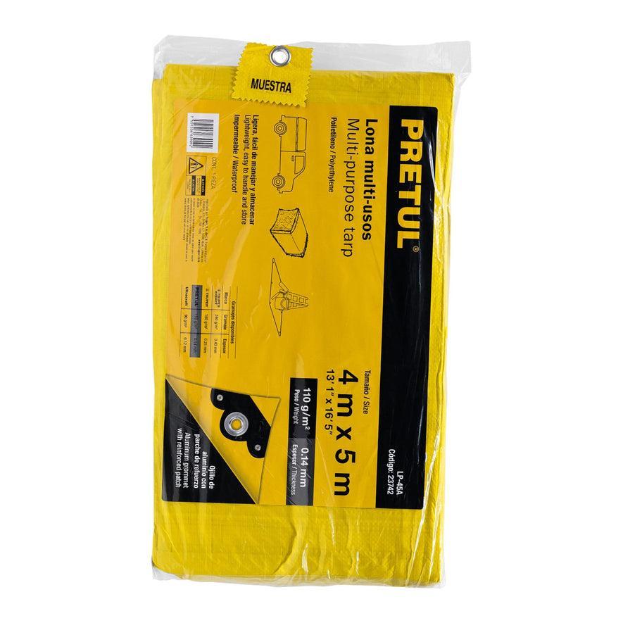 Lona 4 x 5 m, amarilla, Pretul Caja con 2, 23742