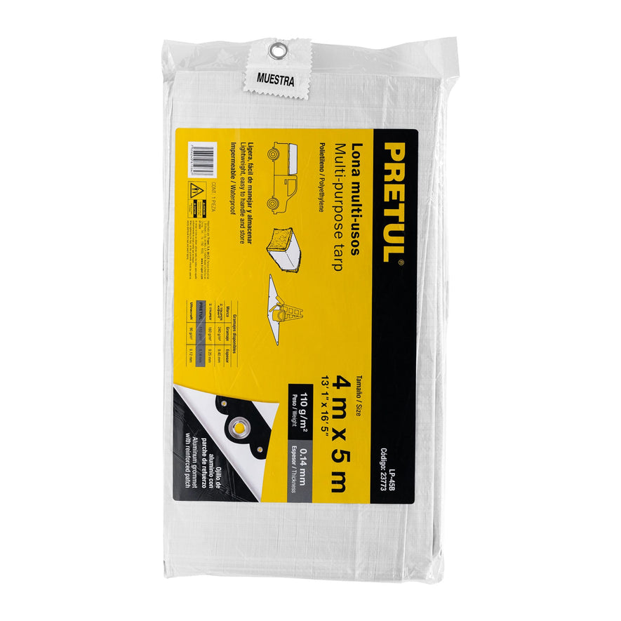 Lona 4 x 5 m, blanca, Pretul Caja con 2, 23773