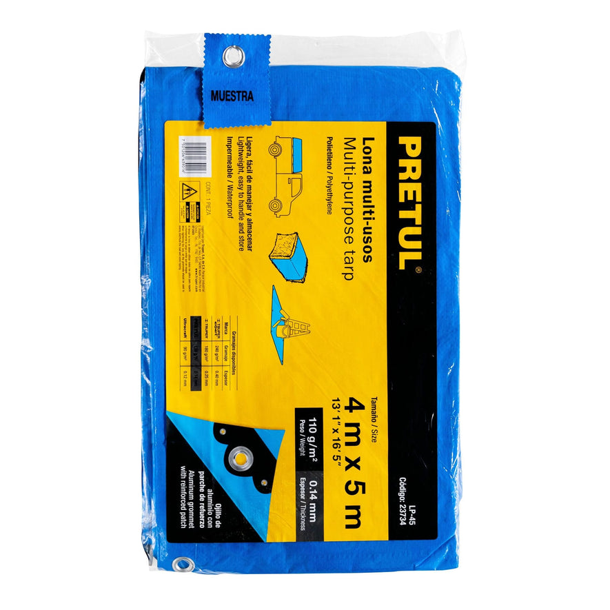 Lona 4 x 5 m, azul, Pretul Caja con 2, 23734