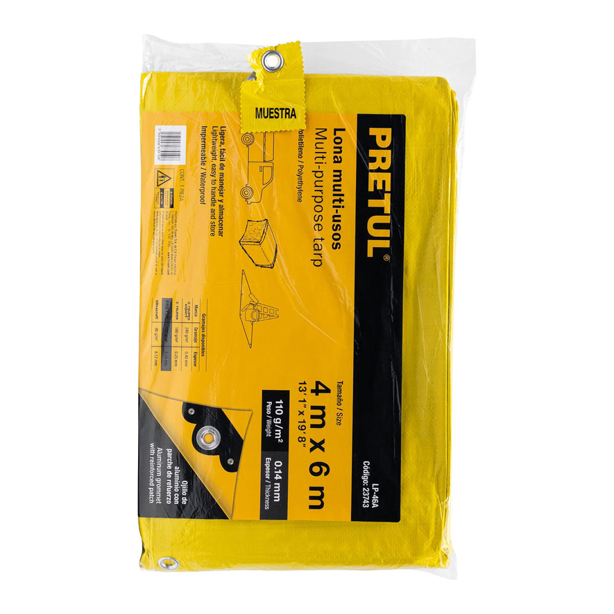 Lona 4 x 6 m, amarilla, Pretul Caja con 2, 23743