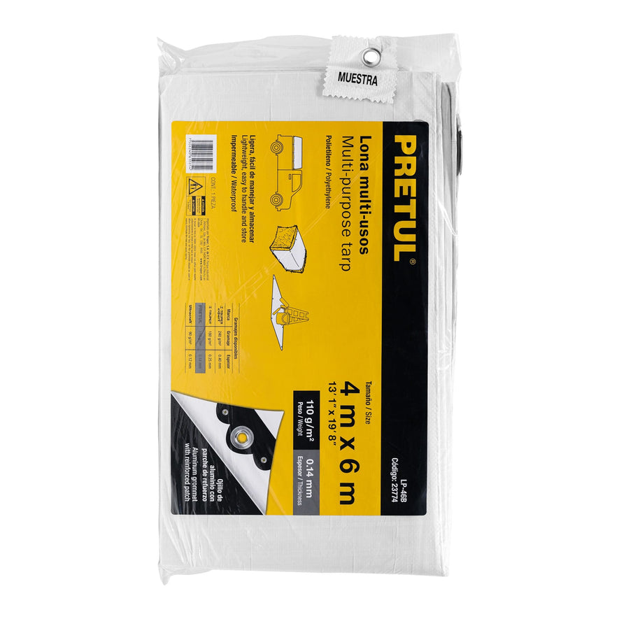 Lona 4 x 6 m, blanca, Pretul Caja con 2, 23774