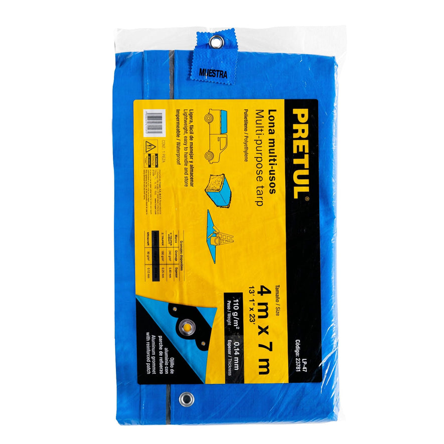 Lona 4 x 7 m, azul, Pretul Caja con 2, 23781