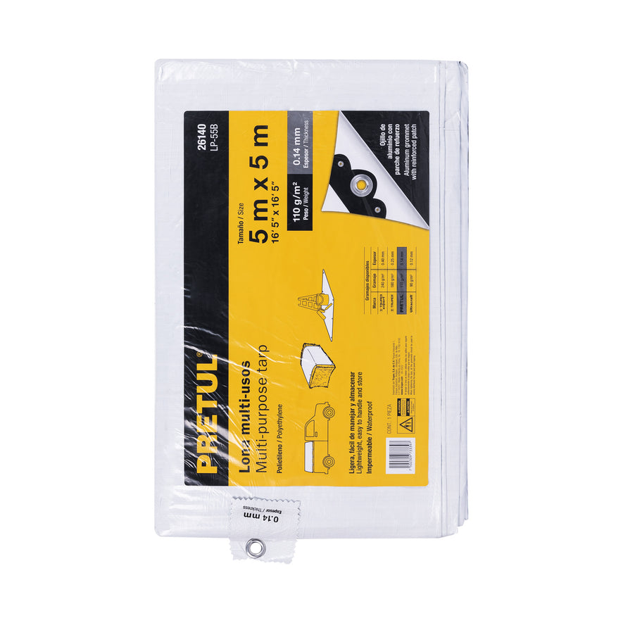 Lona 5 x 5 m, blanca, Pretul Caja con 2, 26140