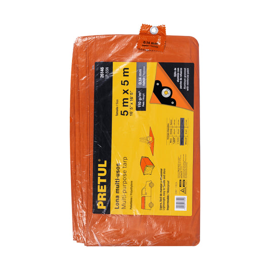 Lona 5 x 5 m, naranja, Pretul Caja con 2, 26146