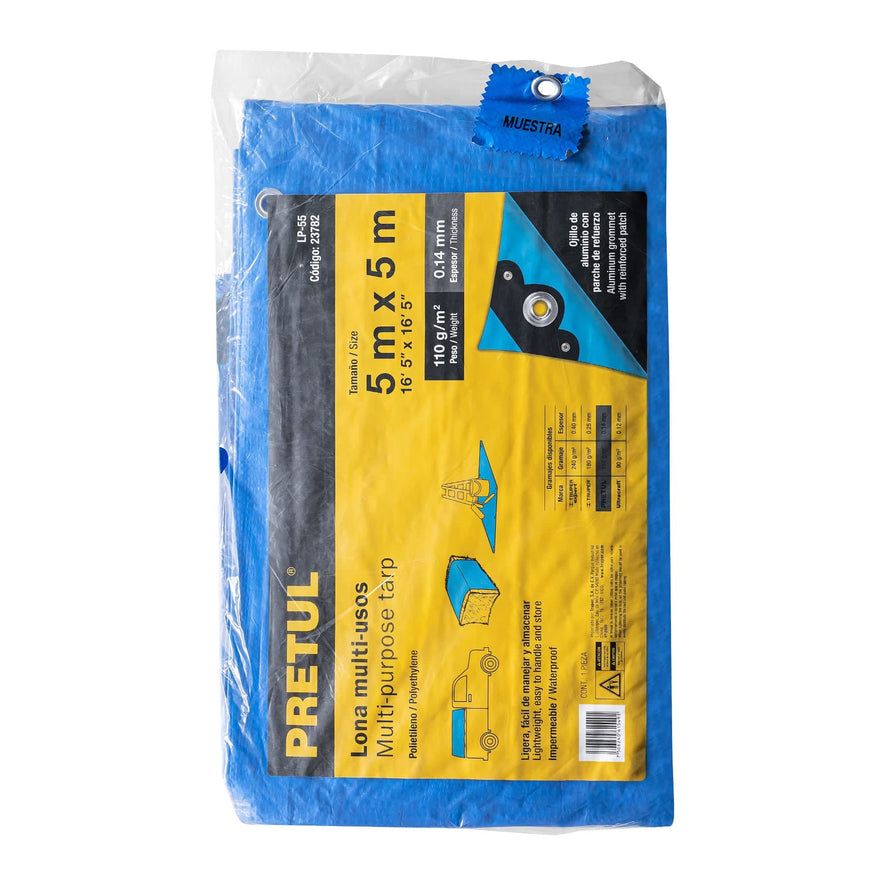 Lona 5 x 5 m, azul, Pretul Caja con 2, 23782