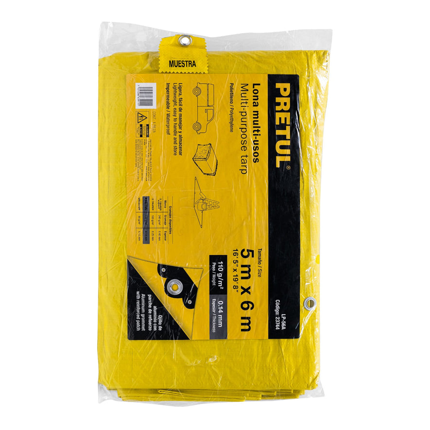 Lona 5 x 6 m, amarilla, Pretul Caja con 2, 23744