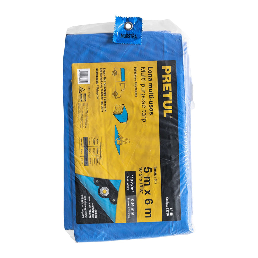 Lona 5 x 6 m, azul, Pretul Caja con 2, 23736