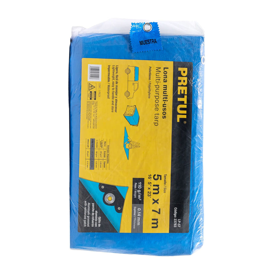 Lona 5 x 7 m, azul, Pretul Caja con 2, 23783