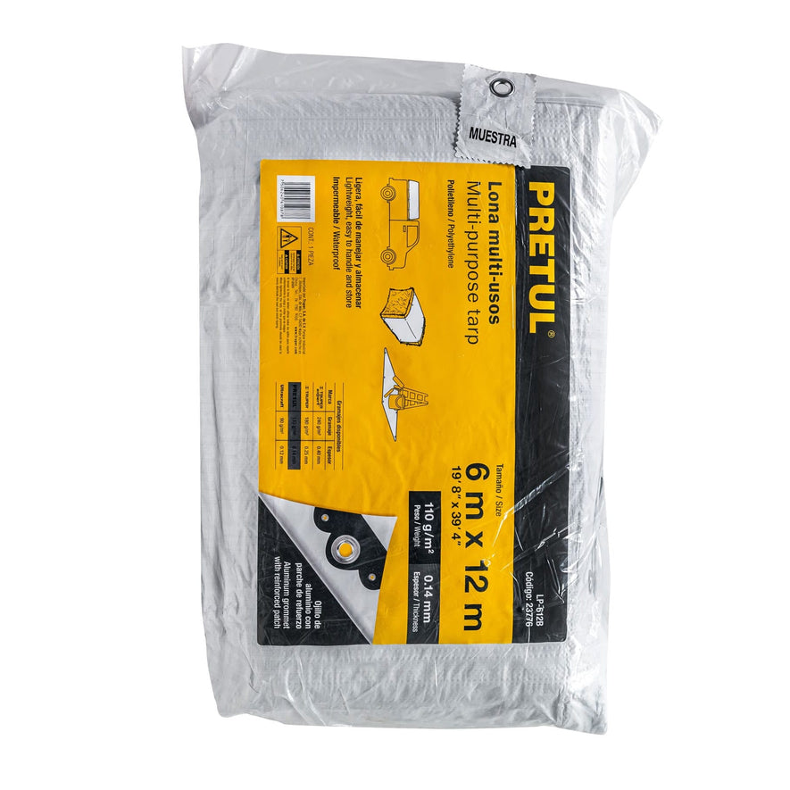 Lona 6 x 12 m, blanca, Pretul, 23776