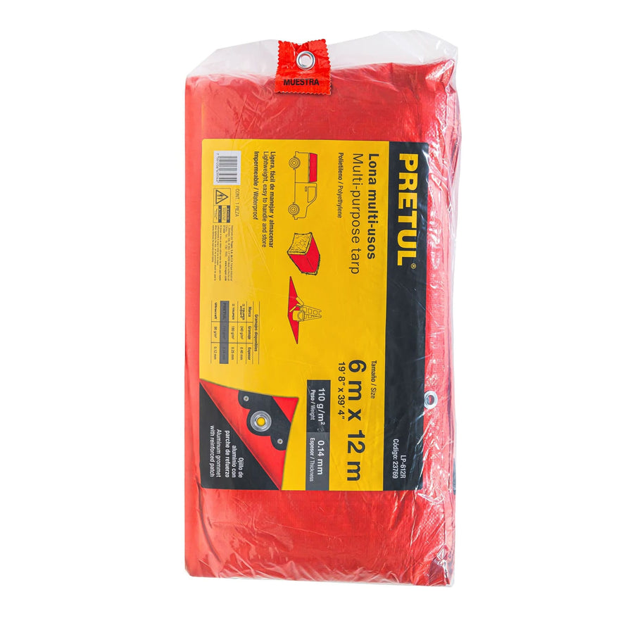 Lona 6 x 12 m, roja, Pretul, 23769