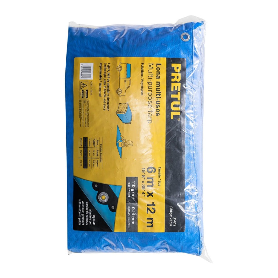 Lona 6 x 12 m, azul, Pretul, 23737