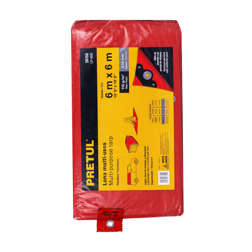 Lona 6 x 6 m, roja, Pretul Caja con 2, 26155