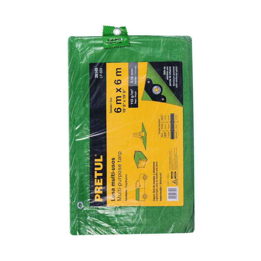 Lona 6 x 6 m, verde, Pretul Caja con 2, 26149