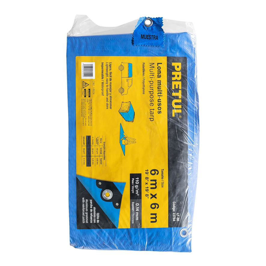 Lona 6 x 6 m, azul, Pretul Caja con 2, 23784