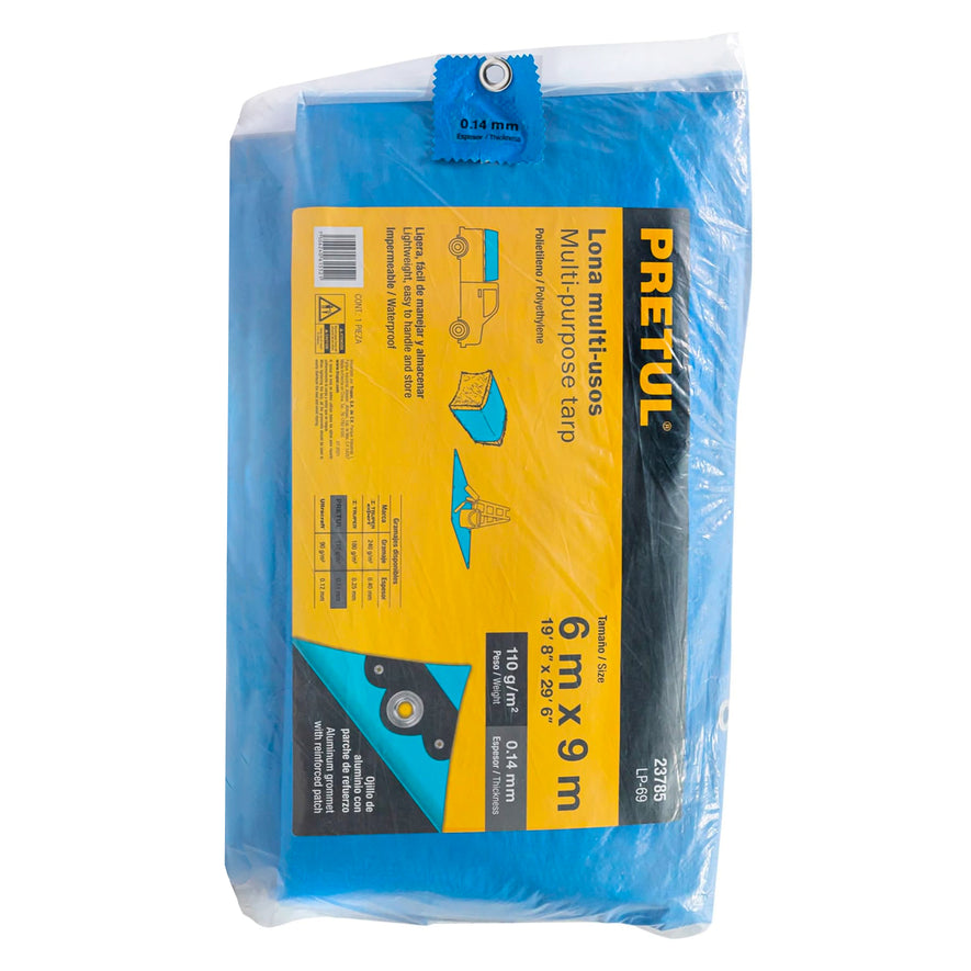 Lona 6 x 9 m, azul, Pretul, 23785