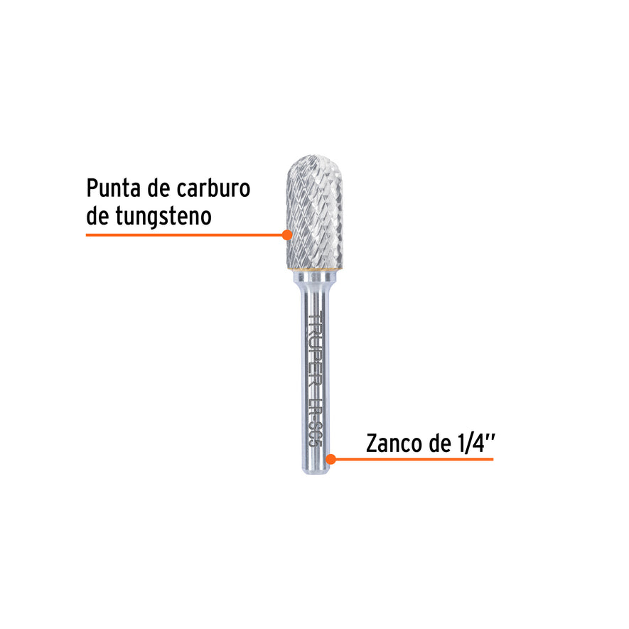 Lima rotativa cilindrica punta redonda 1/2, SC-5, TRUPER Caja con 3, 103480