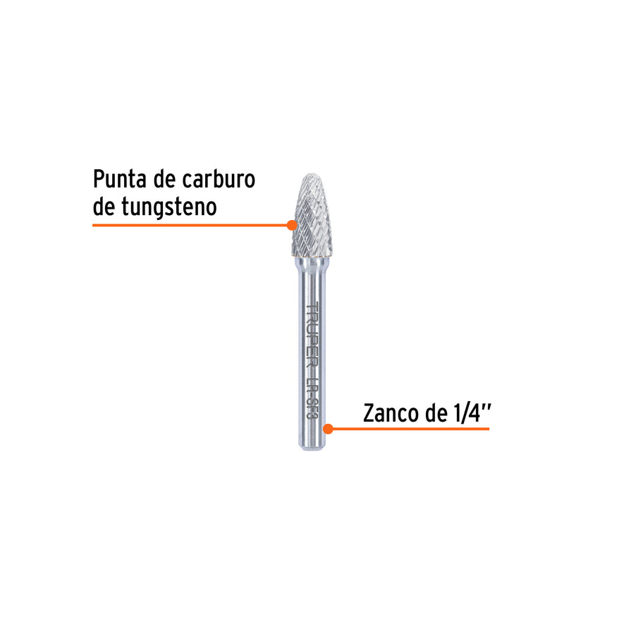 Lima rotativa árbol punta redonda 3/8, SF-3, TRUPER Caja con 3, 103482