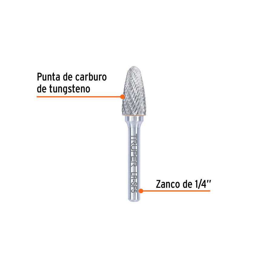 Lima rotativa árbol punta redonda 1/2, SF-5, TRUPER Caja con 3, 103483