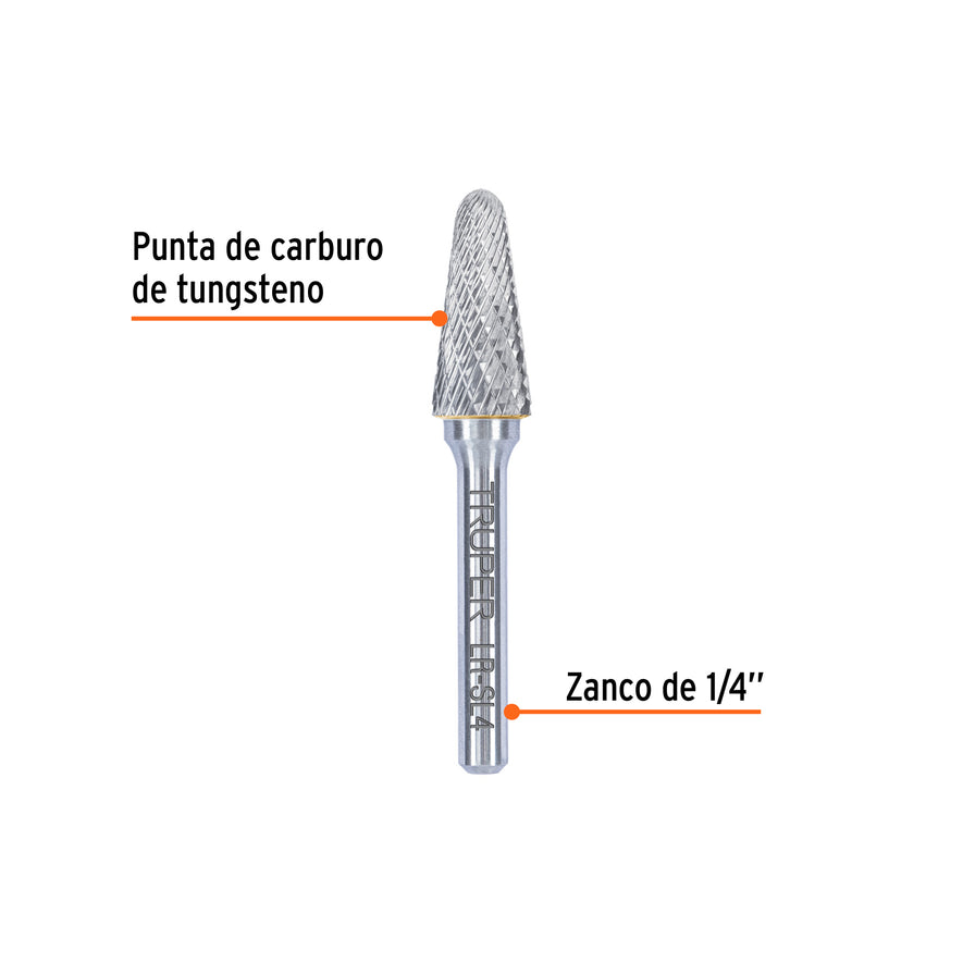 Lima rotativa cónica punta redonda 1/2, SL-4, TRUPER Caja con 3, 103502