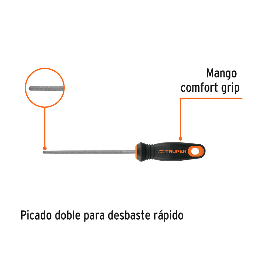 Lima redonda muza 6' con mango doble inyección, Truper Caja con 6, 11247