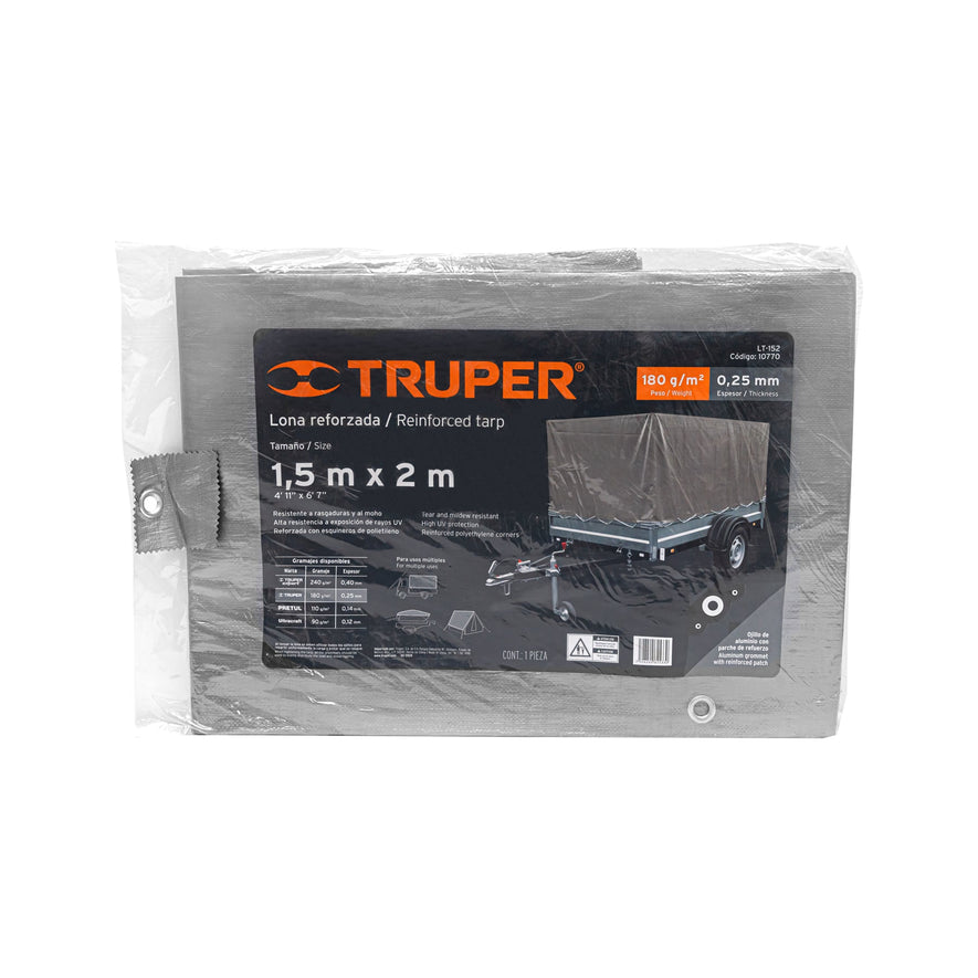 Lona gris reforzada 1.5 x 2 m, Truper Caja con 3, 10770