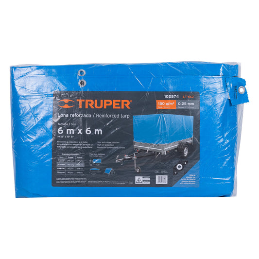 Lona reforzada, 6 x 6 m, azul, 102574