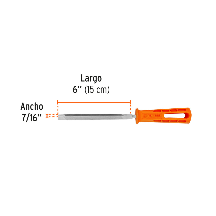 Lima triángulo pesado 6', 32 dpp con mango, Truper Caja con 12, 19679