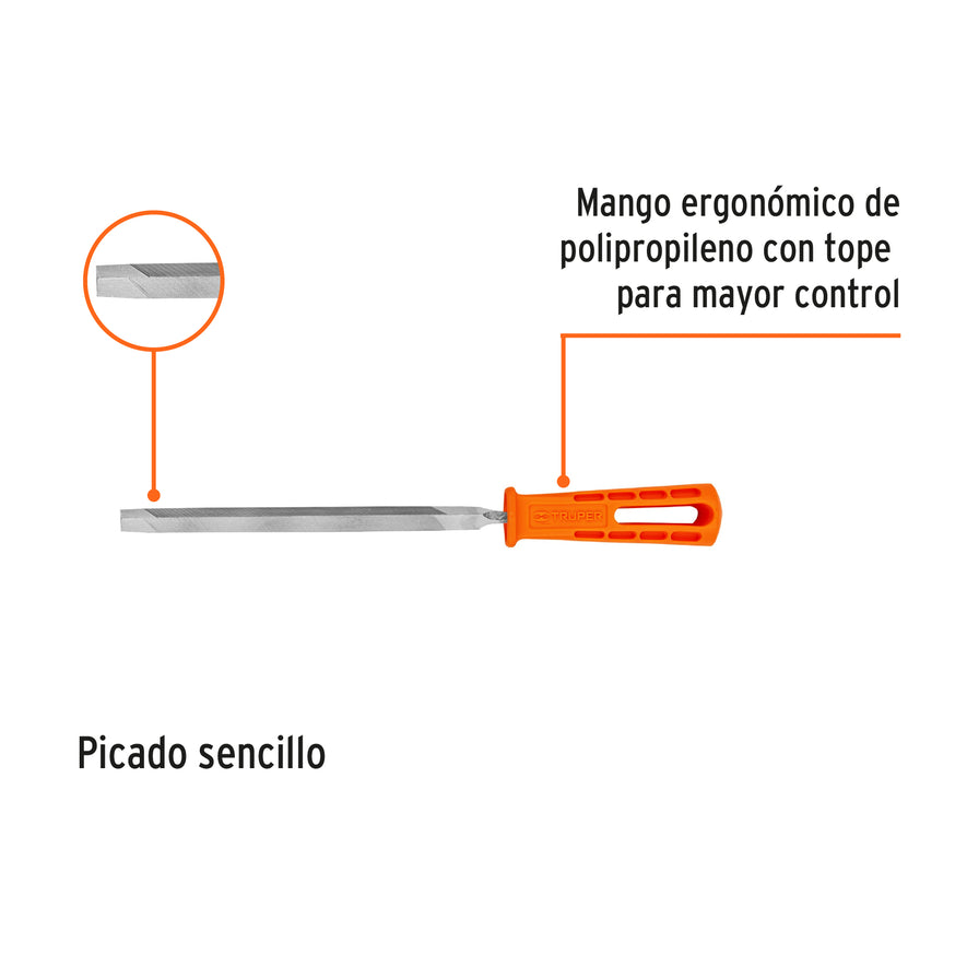 Lima triángulo pesado 7', 32 dpp con mango, Truper Caja con 6, 19680