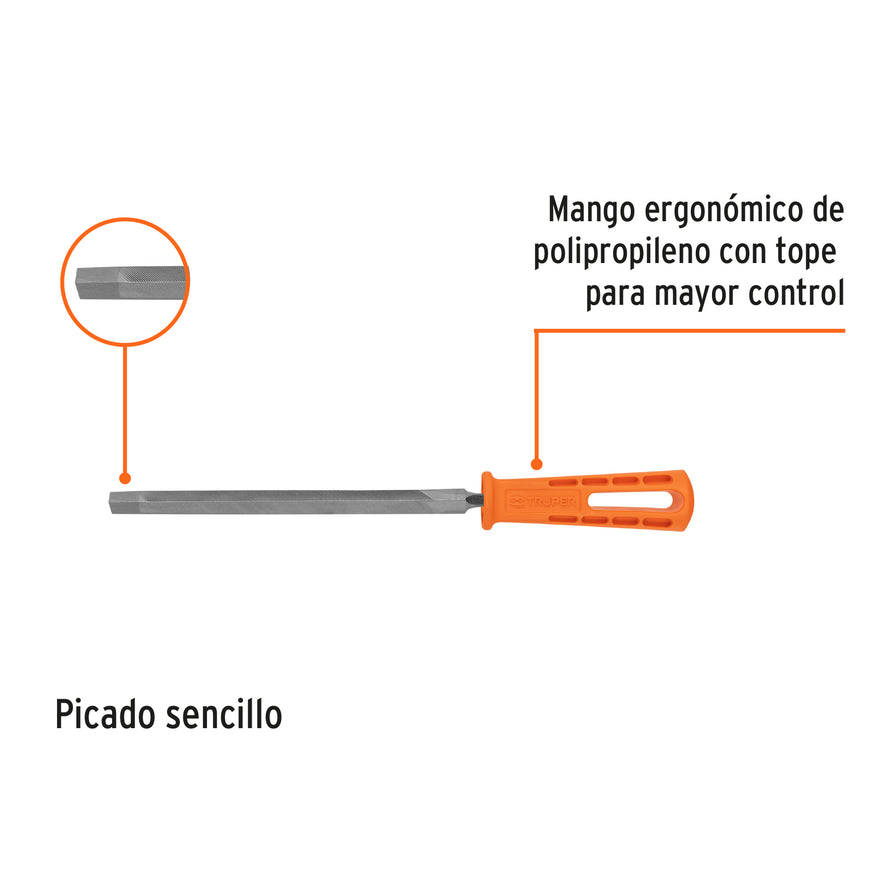 Lima triángular 7' para machete, 36 dpp, con mango, Truper Caja con 6, 10921