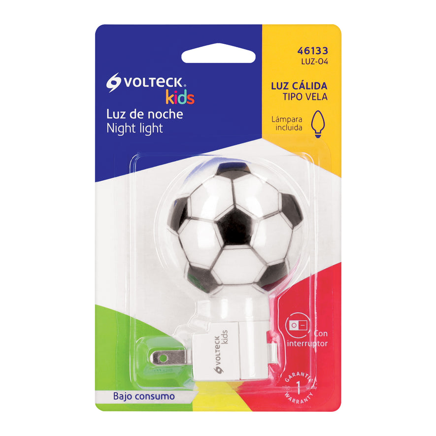 Luz de noche con lámpara E12, balón soccer, Volteck Caja con 6, 46133