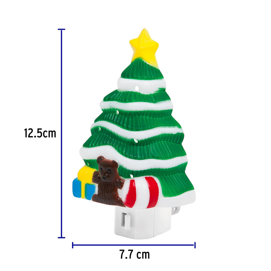 Luz de noche con lámpara E12, pino de navidad, Volteck Caja con 6, 46137